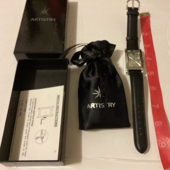 Vintage Artistry Watch NWT Silver Rectangular Watch w. Black Band needs battery - Picture 3 of 12